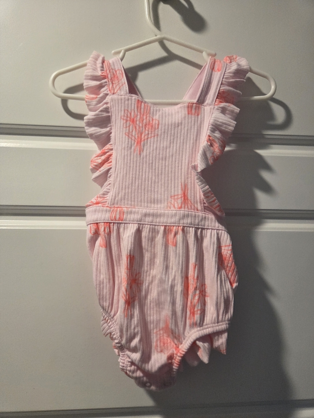 Cat & Jack Pink Floral Ruffle Baby Romper 6-9 Months Nwt